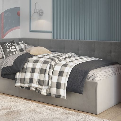 Кровать с подъемным механизмом «Лита», серая